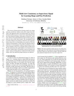 Multi-view Consistency as Supervisory Signal for Learning Shape and Pose
  Prediction