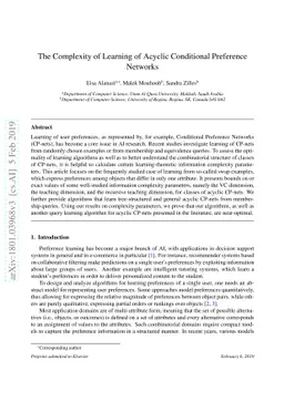 The Complexity of Learning Acyclic Conditional Preference Networks