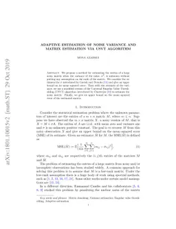 Adaptive Estimation of Noise Variance and Matrix Estimation via USVT
  Algorithm