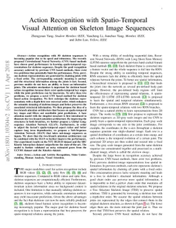 Action Recognition with Spatio-Temporal Visual Attention on Skeleton
  Image Sequences