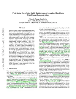 Pretraining Deep Actor-Critic Reinforcement Learning Algorithms With
  Expert Demonstrations