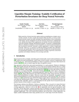 Lipschitz-Margin Training: Scalable Certification of Perturbation
  Invariance for Deep Neural Networks