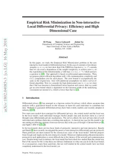Empirical Risk Minimization in Non-interactive Local Differential
  Privacy: Efficiency and High Dimensional Case