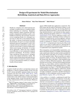 Design of Experiments for Model Discrimination Hybridising Analytical
  and Data-Driven Approaches