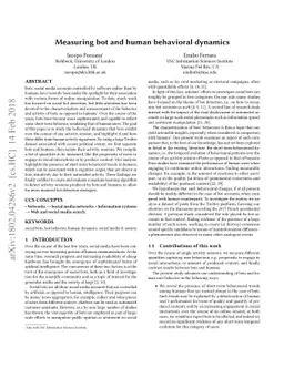 Measuring bot and human behavioral dynamics