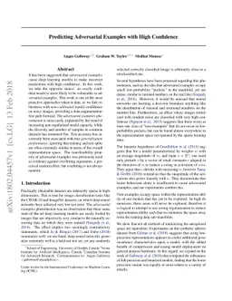 Predicting Adversarial Examples with High Confidence