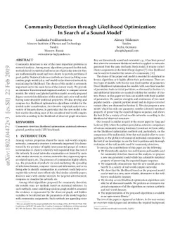 Community Detection through Likelihood Optimization: In Search of a
  Sound Model