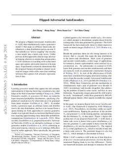 Flipped-Adversarial AutoEncoders