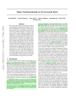 Tighter Variational Bounds are Not Necessarily Better
