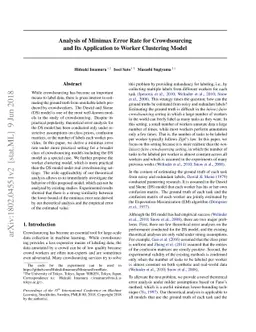 Analysis of Minimax Error Rate for Crowdsourcing and Its Application to
  Worker Clustering Model