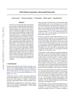 First Order Generative Adversarial Networks