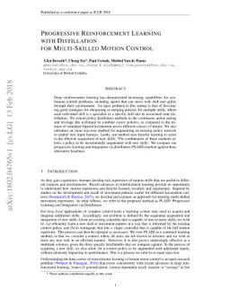 Progressive Reinforcement Learning with Distillation for Multi-Skilled
  Motion Control