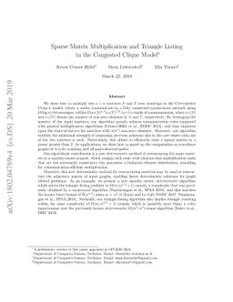 Sparse Matrix Multiplication and Triangle Listing in the Congested
  Clique Model