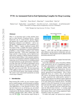 TVM: An Automated End-to-End Optimizing Compiler for Deep Learning