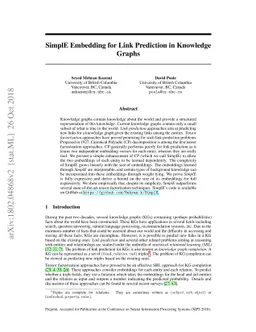 SimplE Embedding for Link Prediction in Knowledge Graphs