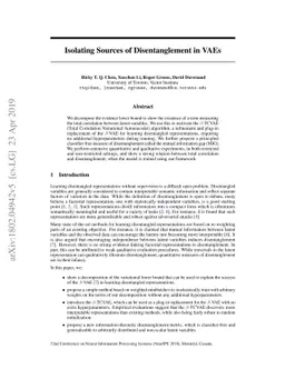 Isolating Sources of Disentanglement in Variational Autoencoders