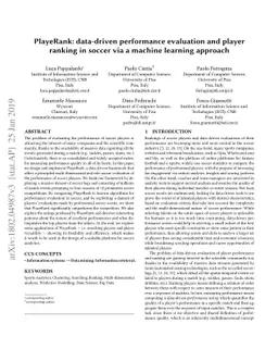 PlayeRank: data-driven performance evaluation and player ranking in
  soccer via a machine learning approach