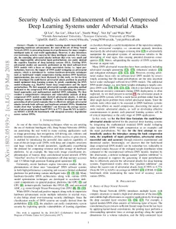 Security Analysis and Enhancement of Model Compressed Deep Learning
  Systems under Adversarial Attacks