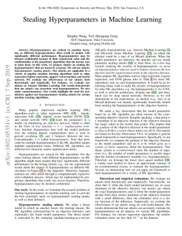 Stealing Hyperparameters in Machine Learning