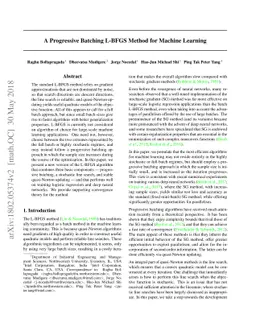 A Progressive Batching L-BFGS Method for Machine Learning