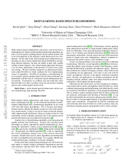 Deep Learning Based Speech Beamforming
