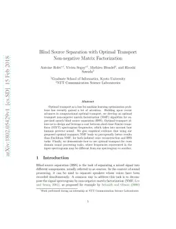 Blind Source Separation with Optimal Transport Non-negative Matrix
  Factorization