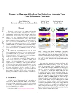 Unsupervised Learning of Depth and Ego-Motion from Monocular Video Using
  3D Geometric Constraints
