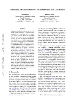 Multinomial Adversarial Networks for Multi-Domain Text Classification