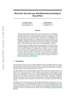 Horovod: fast and easy distributed deep learning in TensorFlow