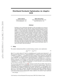 Distributed Stochastic Optimization via Adaptive SGD