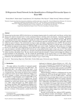 3D Regression Neural Network for the Quantification of Enlarged
  Perivascular Spaces in Brain MRI