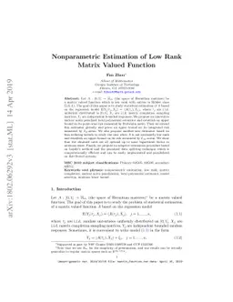 Nonparametric Estimation of Low Rank Matrix Valued Function