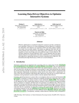 Learning Data-Driven Objectives to Optimize Interactive Systems