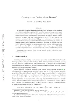 Convergence of Online Mirror Descent