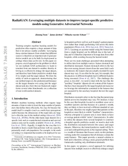RadialGAN: Leveraging multiple datasets to improve target-specific
  predictive models using Generative Adversarial Networks