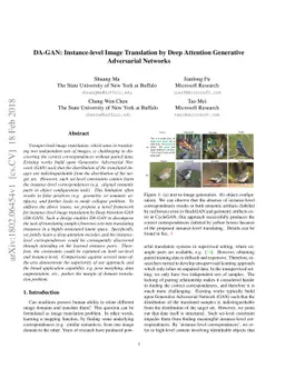 DA-GAN: Instance-level Image Translation by Deep Attention Generative
  Adversarial Networks (with Supplementary Materials)
