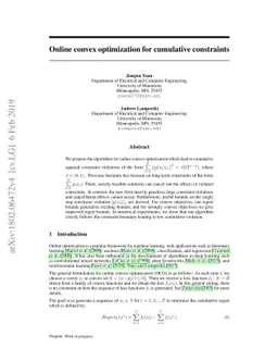 Online convex optimization for cumulative constraints