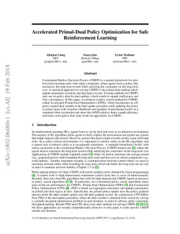 Accelerated Primal-Dual Policy Optimization for Safe Reinforcement
  Learning