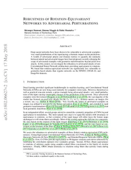 Robustness of Rotation-Equivariant Networks to Adversarial Perturbations