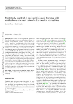 Multi-task, multi-label and multi-domain learning with residual
  convolutional networks for emotion recognition