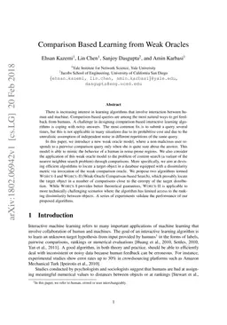 Comparison Based Learning from Weak Oracles
