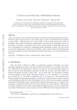 A Survey on the Security of Blockchain Systems