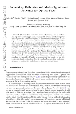 Uncertainty Estimates and Multi-Hypotheses Networks for Optical Flow