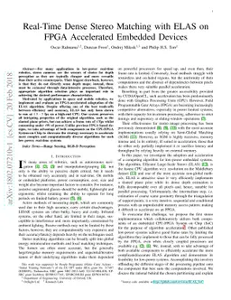 Real-Time Dense Stereo Matching With ELAS on FPGA Accelerated Embedded
  Devices