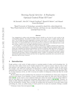 Steering Social Activity: A Stochastic Optimal Control Point Of View