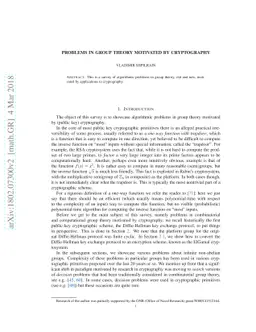 Problems in group theory motivated by cryptography