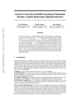 Generic Coreset for Scalable Learning of Monotonic Kernels: Logistic
  Regression, Sigmoid and more