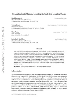 Generalization in Machine Learning via Analytical Learning Theory