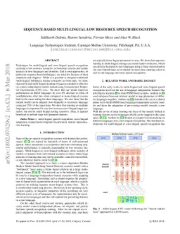 Sequence-based Multi-lingual Low Resource Speech Recognition
