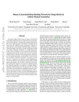 Binary Constrained Deep Hashing Network for Image Retrieval without
  Manual Annotation